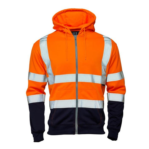 Supertouch Hi Vis Orange 2 Tone Hooded Zipped Sweatshirt - I Want Workwear