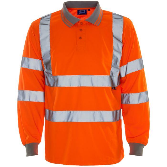Supertouch Hi Vis Yellow/Orange  Long Sleeve Bird Eye Polo Shir - I Want Workwear