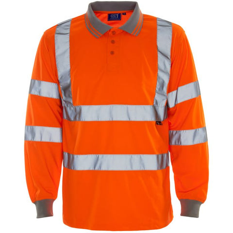 Supertouch Hi Vis Yellow/Orange  Long Sleeve Bird Eye Polo Shir - I Want Workwear