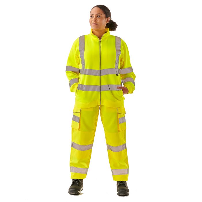 Ladies Hi Vis Yellow Eshaal Zipped Sweatshirt - I Want Workwear