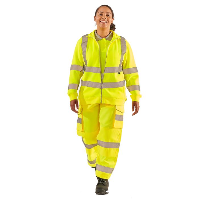 Ladies Hi Vis Yellow Eshaal Zipped Sweatshirt - I Want Workwear