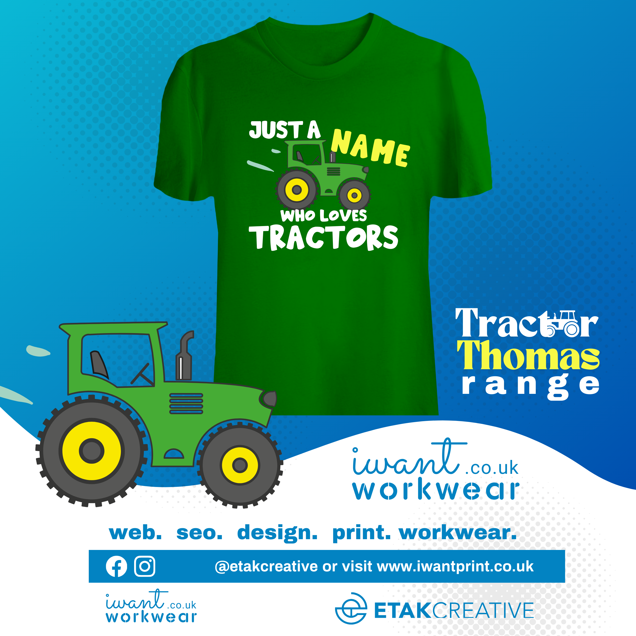 Tractor Thomas - Just a Custom Name - I Want Workwear