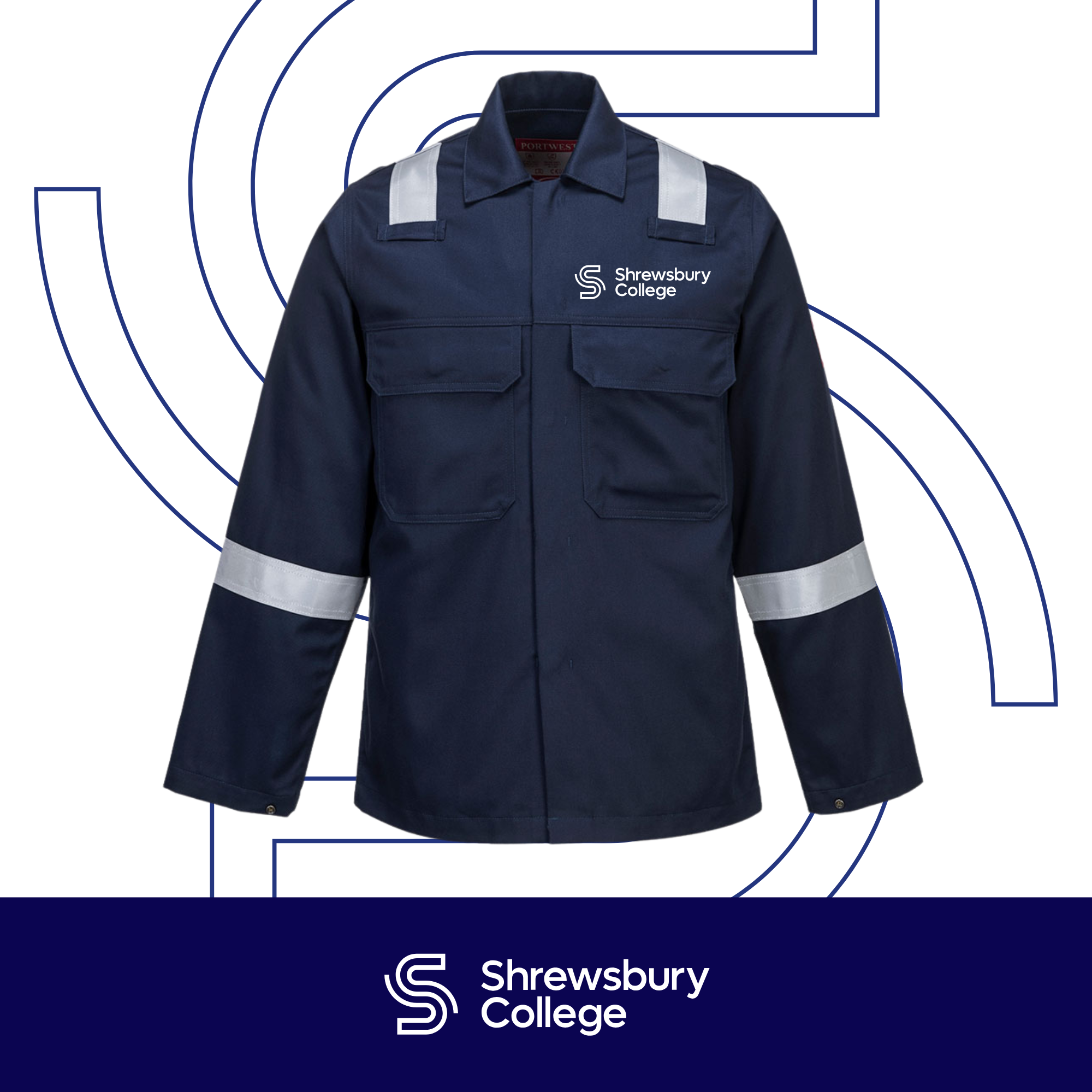Shrewsbury College Flame Resistant Welding Jacket - Navy - I Want Workwear