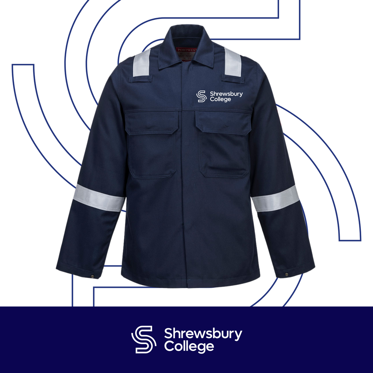 Shrewsbury College Flame Resistant Welding Jacket - Navy - I Want Workwear