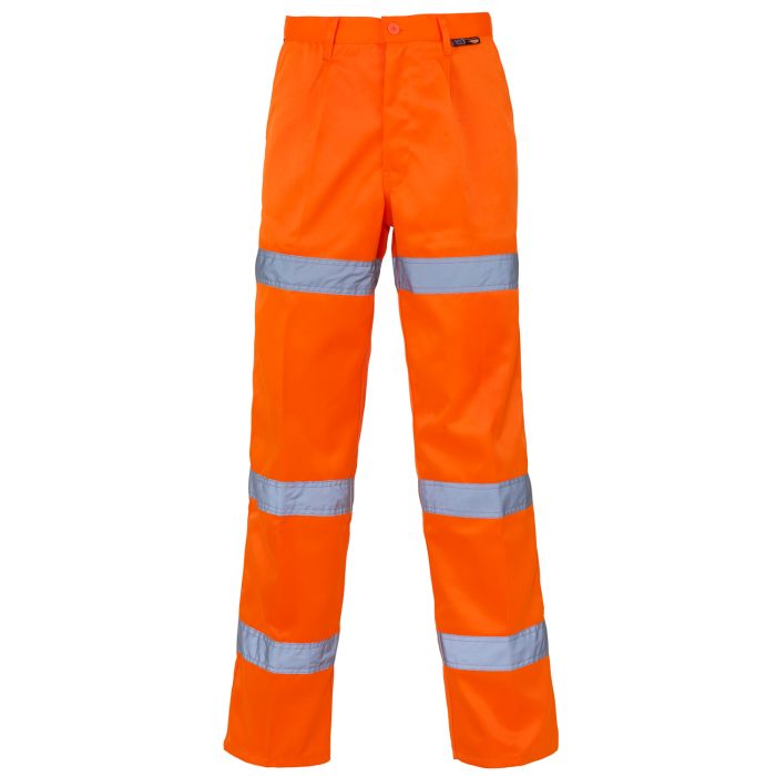 Supertouch Hi Vis Orange/Yellow 3 Band Polycotton Trousers - I Want Workwear