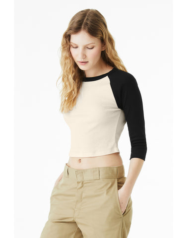 Bella Women's Micro Rib 3/4 Raglan Tee