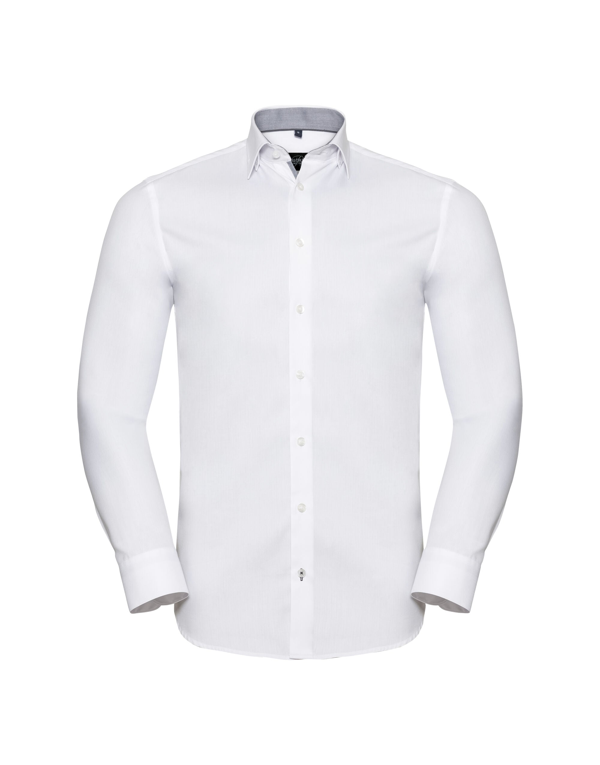 Russell Mens L/S Contrast H'Bone Shirt