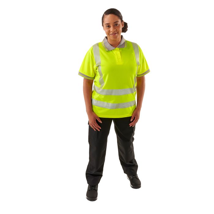 Ladies Hi Vis Yellow Savannah Bird Eye Polo - I Want Workwear