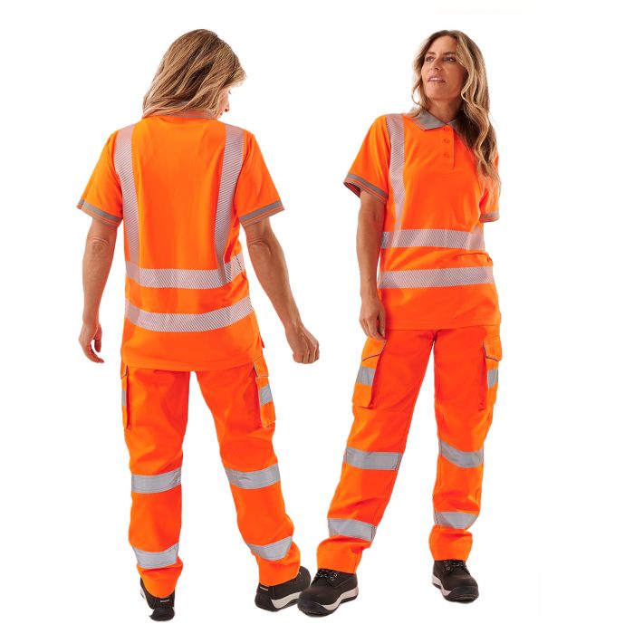 Ladies Hi Vis Orange Savannah Bird Eye Polo - I Want Workwear