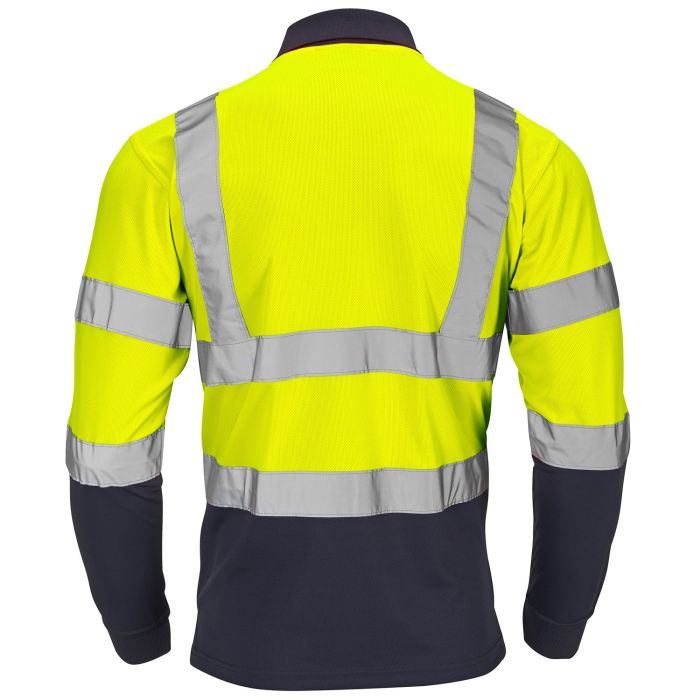 Supertouch Hi-Vis 2 Tone Yellow Long Sleeve Polo Shirt - I Want Workwear