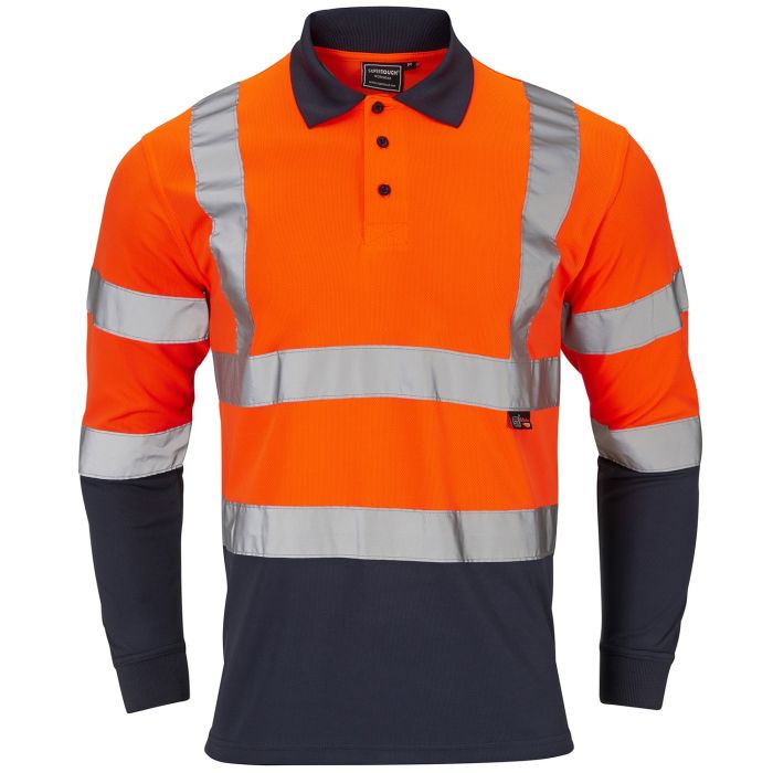 Supertouch Hi-Vis 2 Tone Orange Long Sleeve Polo Shirt - I Want Workwear