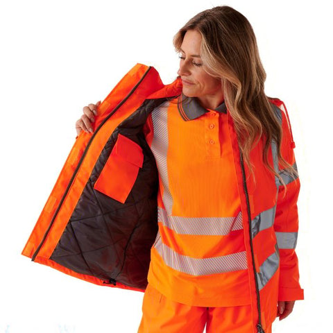 Ladies Hi Vis Orange Kamela Padded Jacket - I Want Workwear